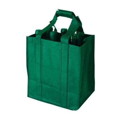 China Durable Green Non Woven Shopping Bags Wine Bottle Totes Customized for sale