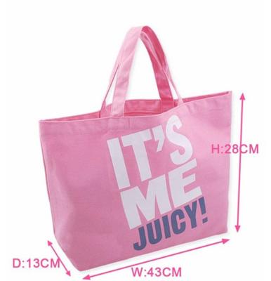 China Pink Printed Canvas Tote Bag Ladies Cotton Handbags Custom Made for sale