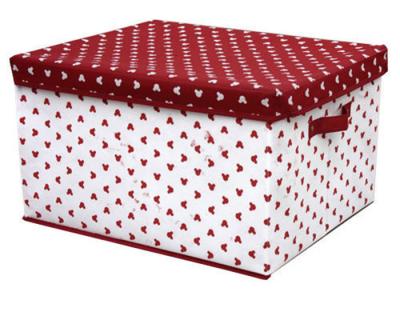 China OEM Durable PP Non Woven Storage Box with Cover , White Red Dots Printed for sale