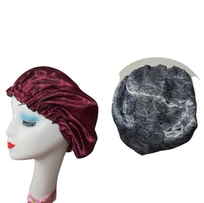 China Cozy double layer African printed satin large reversible custom silk_hair_bonnet with logo for sale