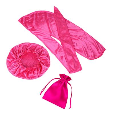 China 2020 Pink Silk Matching Light Weight Durag And Bonnet Sleep Wave Hat With Custom Logo Packaging for sale