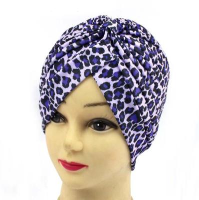 China Checked Gently Pre Tied Knot Fashion Muslim Women Ladies Pleated Turban Hat Headpieces Head Wrap for sale