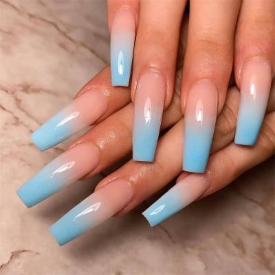 China Sale 24pcs Waterproof Full Finger Fake Nails Long Half Ballerina French Acrylic Nail Tips Press On Nails Sets Full Cover for sale