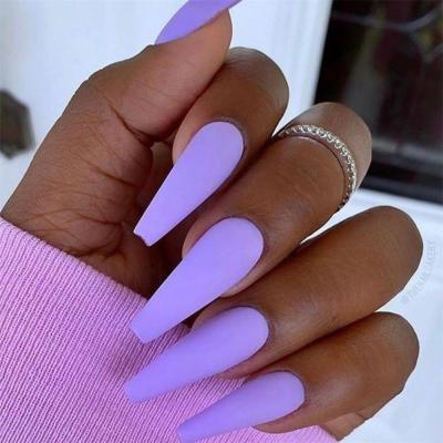 China 24pcs/Set UV Gel Coffin Detachable Long Fake Nails Art Tips Colorful Beauty Artificial Rainbow False Nails European Full Ballerina Nail for sale