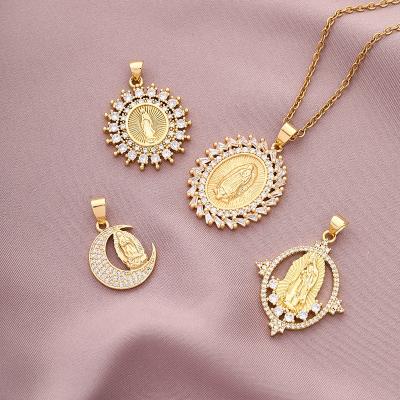 China FASHIONABLE Virgin Mary Jewelry Special 12 Gold Virgin Mary Necklace Waterproof Copper Set Diamond Pendant Stainless Steel Accessing for sale