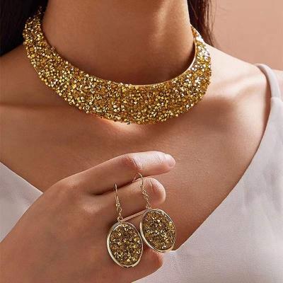 China High Quality Jewelry Set Hot Selling Diamond Earrings Necklace Fashion Charm Jewelry Set for sale