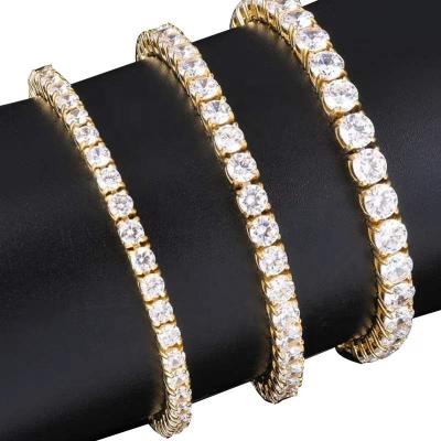 China Hiphop SY 14k 18k Gold Plated Environmental Copper Necklace Iced Out Tennis Chain for sale