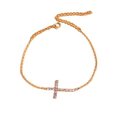 China Newest Rhinestone Newest Crystal Cross Anklets for Men Women Jewelry Hot Sale Unique Design Lead Free Nickel Free for sale