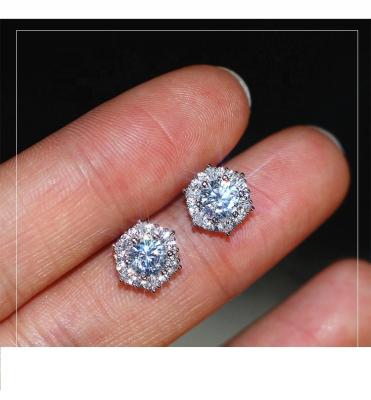 China SY FASHIONABLE Crystal White Zircon Stud Earrings Feminine Luxury 925 Sterling Silver For Women Double Earring for sale