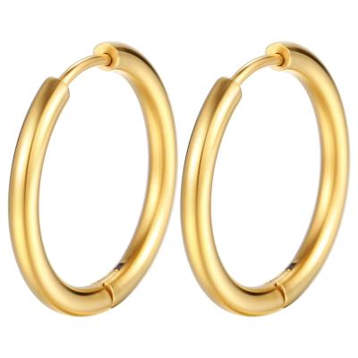 China Cute Classic Stainless Steel Diameter Fashion Circle Earrings Gold Plated Big Wide Circle Earrings Copper Women for sale