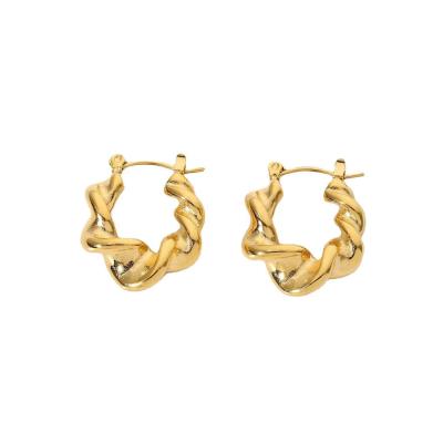 China New SY vintage FASHIONABLE style plated screw earring fashion jewelry large circle designer twisted stud earrings for sale