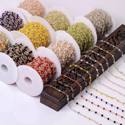 China DIY jewelry accessory fashionable new copper and round glass beads necklace roll, high-grade materials are used for jewelry making for sale