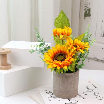 China DREA New Fashion Artificial Flowers Durable Sunflower Flores Artificial Bonsai Plants For Hotel Decoration for sale