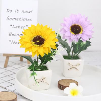 China Durable Ceramic DREA Soap Artificial Flower Sunflower Bonsai Pots For Table Decoration for sale