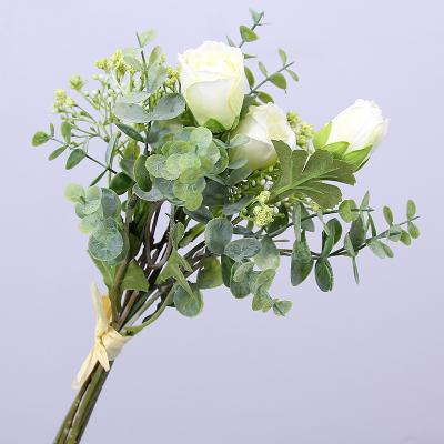 China High simulation DREA artificial plants and flowers rose eucalyptus babysbreath flower group wholesale for sale