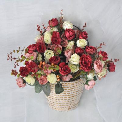 China High simulation DREA Plastic Silk Artificial Flowers rose bouquet small suitable for hotel factory decoration wedding office Christmas for sale