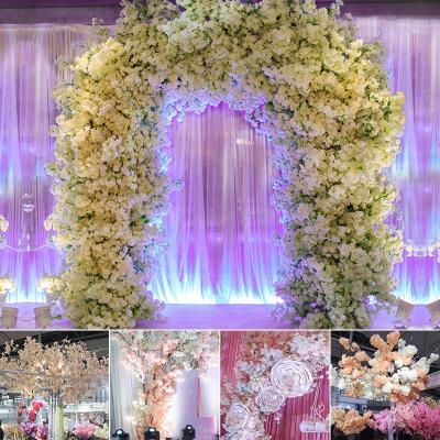 China High Simulation DREA 2 Ties Artificial Sakura Flowers Wedding Arch Decor Wall Panel Backdrop for sale