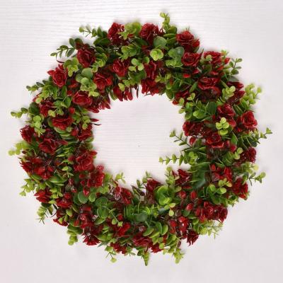 China High Simulation DREA Artificial Eucalyptus Wreath for Christmas Autumn Festival Front Door Wall Decor Celebration for sale