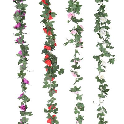 China DREA Artificial Rose Vine Silk High Simulation Flower Garland Hanging Rose Ivy for Arch Garden Wall Home Outdoor Wedding Decor for sale