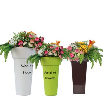 China DREA pp flower bouquet pot garden flower bucket unbreakable thick plastic display stand without leaks large for sale