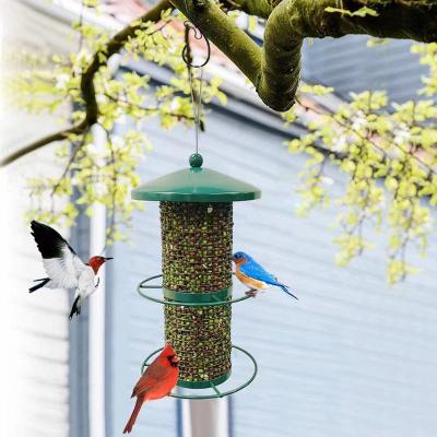 China DREA New Design Automatic Metal Cylinder Outdoor Wild Bird Feeder Hanging To Attract Wild Birds for sale