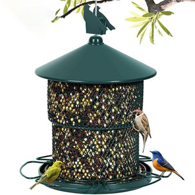 China Automatic DREA 7 Pounds Capacity Metal Seed 360 Degree Panorama Grid Wild Bird Feeders For Outdoor Hanging for sale