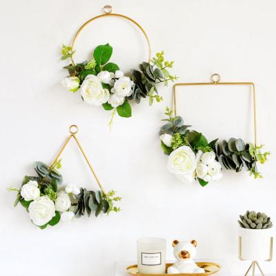 China DREA Unbreakable Plant Figure Gold Metal Wall Art Metal Geometric Wholesale Hangers for Flower Home Decoration for sale