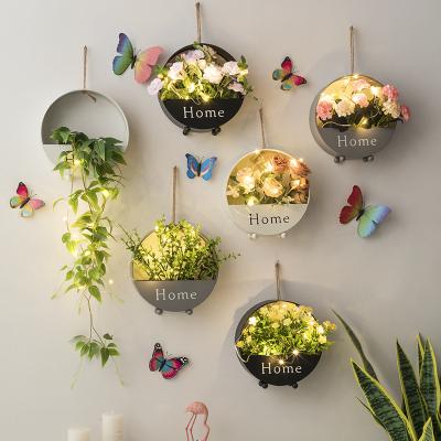 China Art Decor DREA Fancy Metal Indoor Wall Round Planters Circle Flower Pot Wall Art for Wedding Home Decor for sale