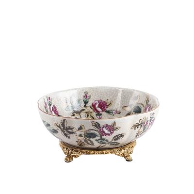 China Ming dynasty disposable antique porcelain fruit bowl flower design round shape fruit and vegetable ceramic copper wash bowl for sale