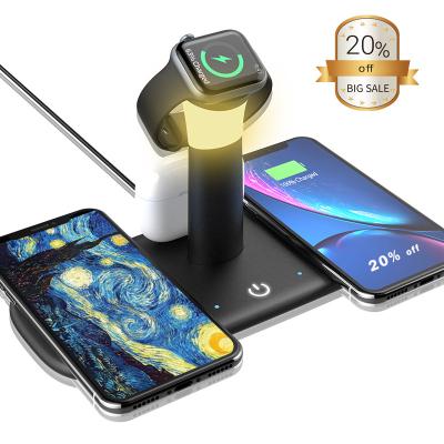 China Qi Led Multifunctional Desk Lamp 10W Qi Mobile Phone Charger Android Phone Fast Holder Cargador Inalambrico 4 in 1 Wireless Charger for sale