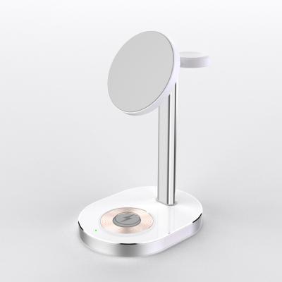 China New Private Stainless Steel 15W Aluminum Fast Wireless Charging Station Qi Wireless Charger 3 in 1 Magnetic Wireless Charger for sale