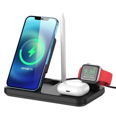 China New High Speed ​​Folding Wireless Charger 4 in 1 High Efficiency 15W Multifunctional Fast Wireless Charger For Smart Phone Cargador Inalambrico for sale