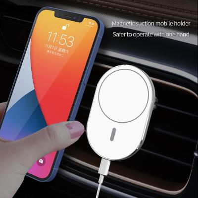 China Cargador de coche Car Charger Bracket Qi 15W Suction Aluminum Adjustable Magnetic Mobile Phone Holder Wireless Inalambrico for sale