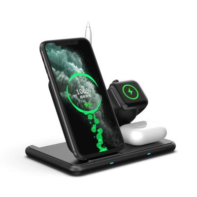 China Qi 4 in 1 wireless charger, foldable magnetic charging station holder for sale