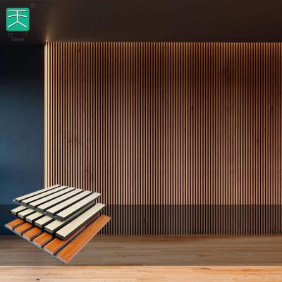 China TianGe Eco-friendly Modern Real And Wood Pet Felt Wall Slat Sound Absorbing Acoustic Panel for sale