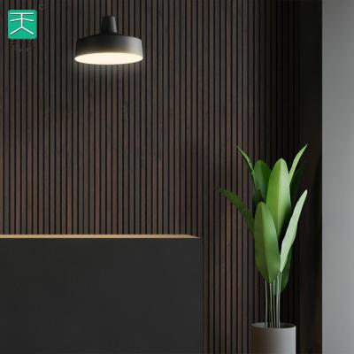 China Modern TianGe Customized Modern Acoustic Wall Slats Black Office Pet And Wood Cladding Panel for sale