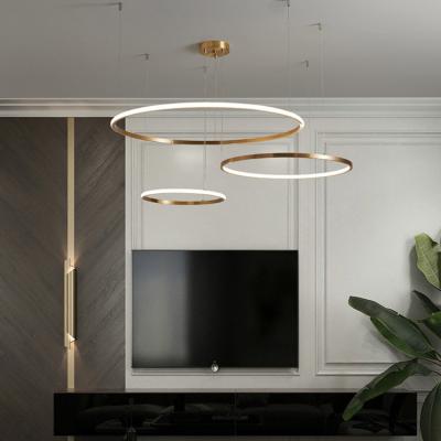 China Modern Multi-shape ODM OEM ring indoor decoration high ceilings modern round hotel lamp restaurant led chandelier for sale