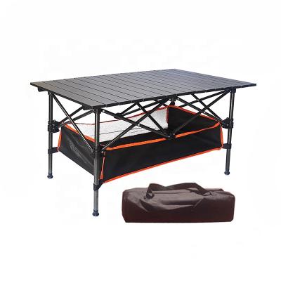 China Modern Black Aluminum Alloy Rustproof Outdoor Camping Folding Picnic Table for sale