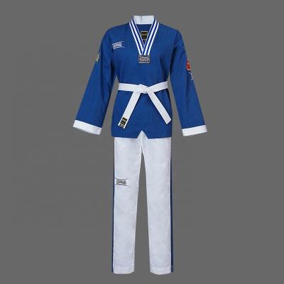 China Lightweight 100% Cotton Martial Arts V-Neck Taekwondo Uniform Set for sale