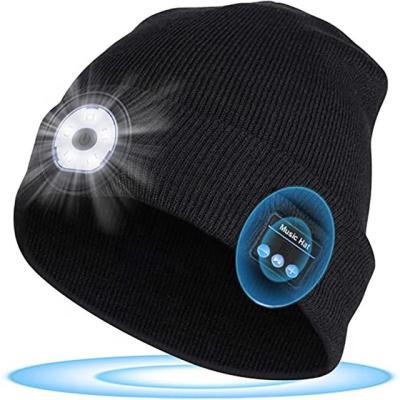 China New COMMON Running Hike Hat Winter Hat Music Beanie Hat With LED Light for sale