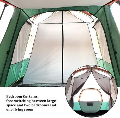 China Extended Type High Quality 4-6 Persons Folding Camping Tent Waterproof Sunscreen 2 Layer Camping Family Tents for sale