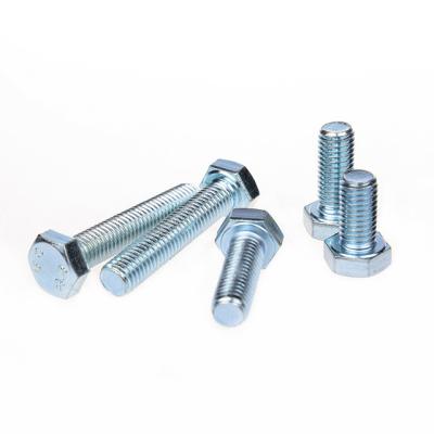 China Special custom m10 a320 tensile strength construction hot dip galvanized galvanized 25mm 4.8 blue and white zinc hex bolts for trolley for sale