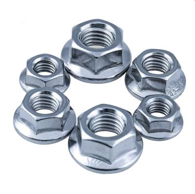 China Heavy Industry Clamping High Precision Custom Carbon Steel M10*12 Floating Blue And White Zinc Hexagon Flange Nuts For Pipe Fittings for sale