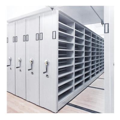 China Intelligent Mobile Manual Compact Rolling Space Saving High Density Mobile Shelving Custom Solutions For Finance Files for sale