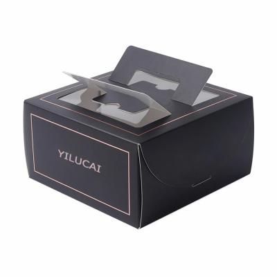 China Recycled Materials Yilucai Custom Logo Printed Cardboard Food Box With Window Cup Cake Box With Handle Wholesale for sale