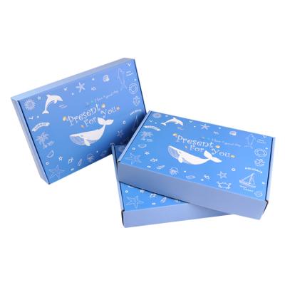 China Custom Recyclable Corrugated Cardboard Mailer Box Kids Play Puzzle Blue Printed Gift Box For Brand LOGO Packing for sale