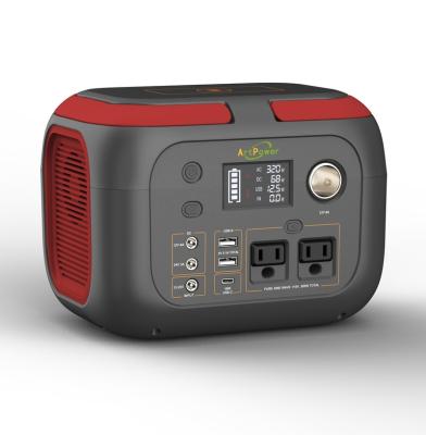 China 350W 296Wh Cordless Charging Black / Red Rechargeable Portable Power Station For Camping Use for sale