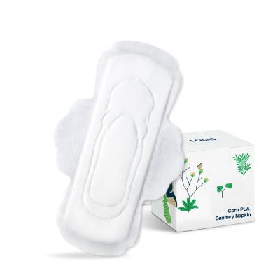 China Biodegradable Biodegradable Corn Hygiene Products PLA Female Private Label Sanitary Napkin Biodegradable Polylactic Acid Pads for sale