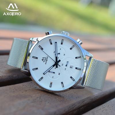 China New model chronograph mens synchronize china boys mesh bracelets stainless steel case back chronograph watch for sale