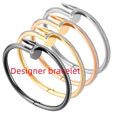 China Other 2023 Personality Wholesale Fashion 18K Gold Plated Stainless Steel Designer Nail Bangle Bangles Bracelet For Women for sale